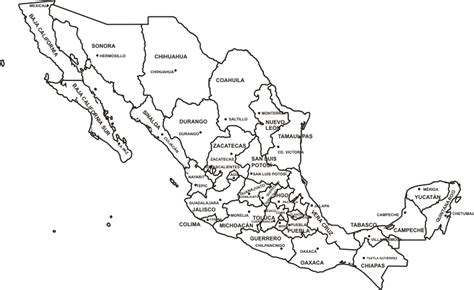 Mapa de México sin Nombres