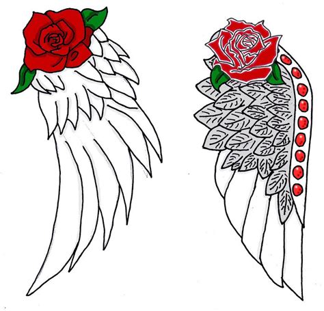 Angel Wings With Rose Tattoo By Hao Chan2 On Deviantart Wings Tattoo