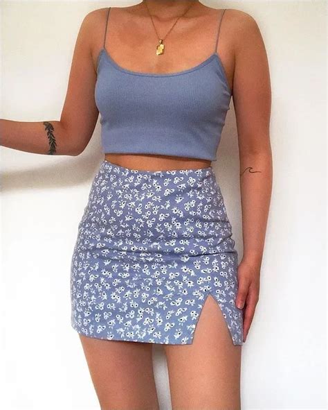 Periwinkle Mini Skirt And Tank Top Summer Outfits Ropa Juvenil De