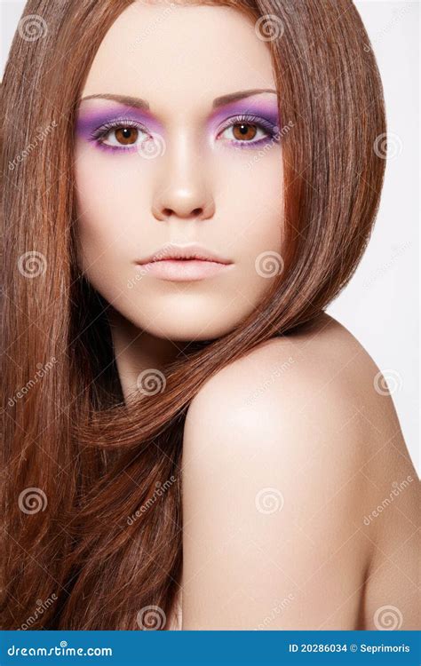 Make Up Wellness Beautiful Model With Long Hair Royalty Free Stock