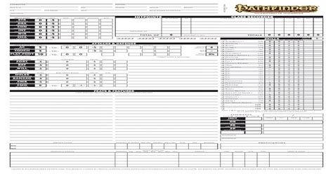 Blank Pathfinder Rpg Character Sheet Pdf Document