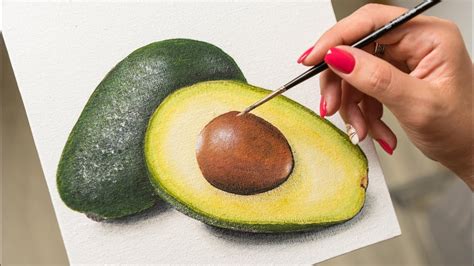 Still Life Of Avocado Acrylic Painting Homemade Illustration 4k