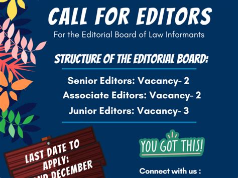 Call For Editors For Law Informants Blog Apply By 22nd December