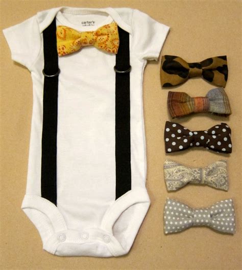 Baby Boy Outfit Suspender Onesie With Your Choice Of 1 Bow Tie 18