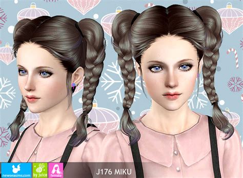 Double Braide Hairstyle J Miku By Newsea Sims Hairs