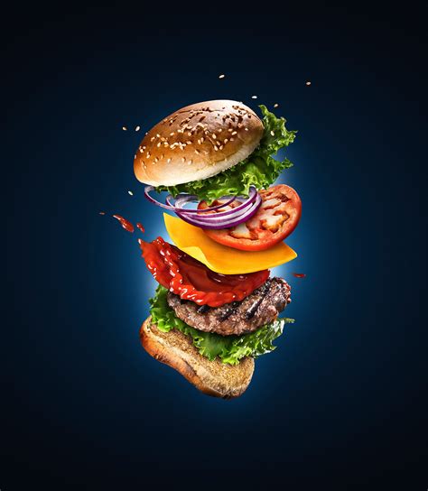 Creative Food Photography Flying Burger Workshop 68 On Behance