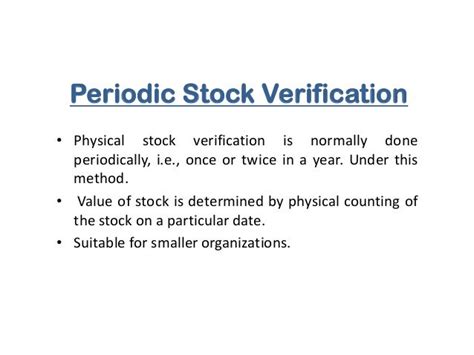 Methods Of Stock Verification