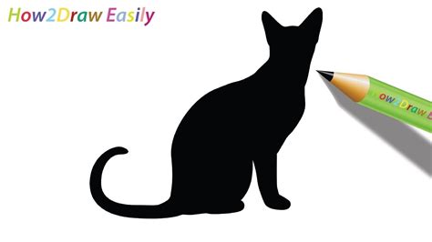 How To Draw A Cat Sitting Silhouette Easy Step By Step