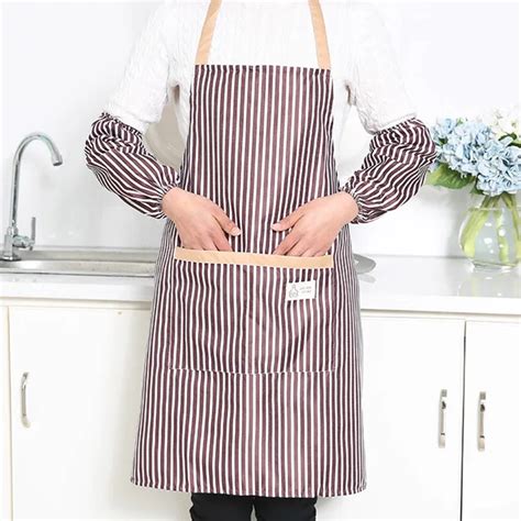 Hot Sale Antifouling Womens Kitchen Waterproof Apron Oil Proof With Oversleeve Fashion Creative