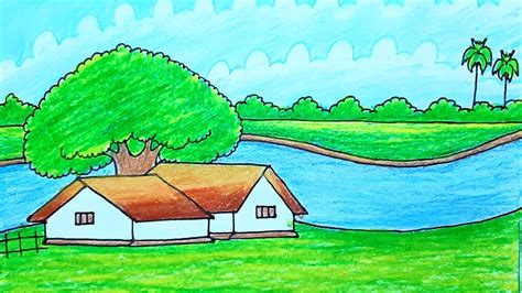 How To Draw A Easy Scenery Of Village This Beginner Friendly Tutorial