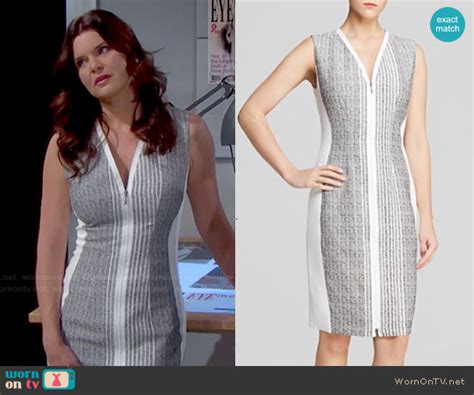 Wornontv Katies Grey And White Zip Front Dress On The Bold And The