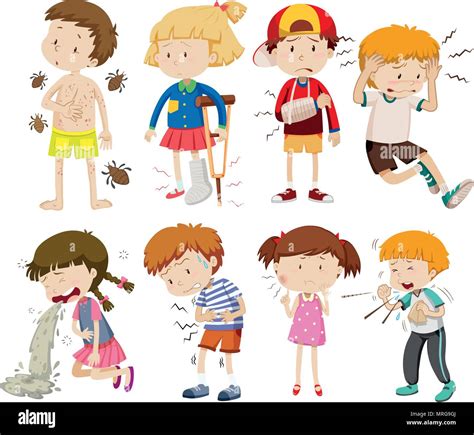 Un Juego De Niños Enfermos Ilustración Imagen Vector De Stock Alamy