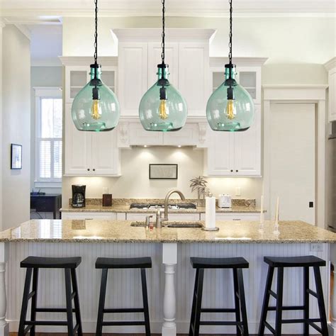 Casamotion Pendant Lighting Kitchen Island Hand Bown Glass Ceiling Hanging Light Fixtures