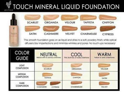 Color Chart For Our Foundation And Concealers Younique Foundation