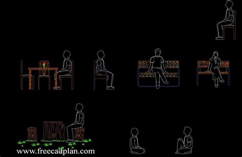 2d People Sitting Cad Blocks For Autocad Dwg Download Free Cad Plan