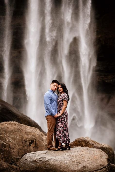 Toccoa Falls Georgia Waterfall Engagement Photography Adventurous Engagement Session In