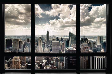 New York City Window Skyline Photo Photograph Cool Wall Decor Art Print