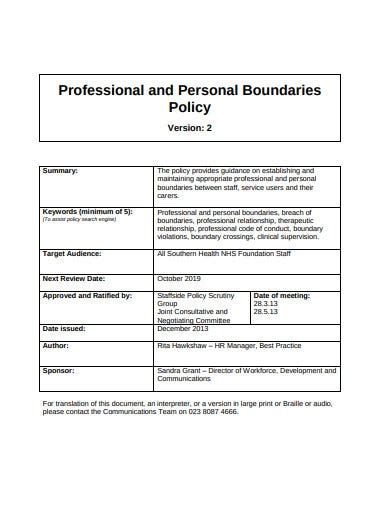 It can also help to secure the convictions of criminals who might have otherwise been able to go about their business and remain undetected. 9+ Professional Boundaries Policy Templates in PDF | Free ...