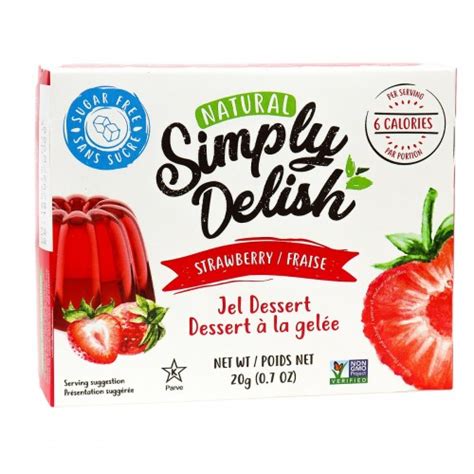 simply delish sugar free strawberry jel dessert 20g