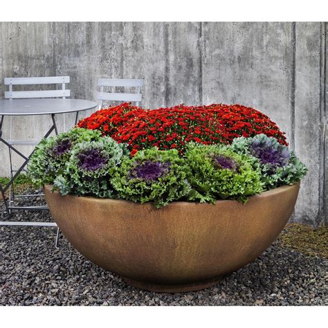 Large Contour Low Bowl Wide Concrete Planter Kinsey Garden Decor