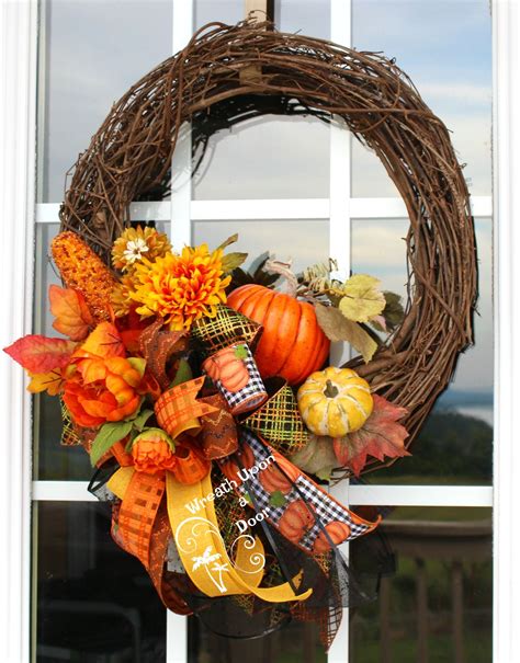 Beautiful Fall Wreath On An 18 Grapevine Wreath Form With Pumpkins