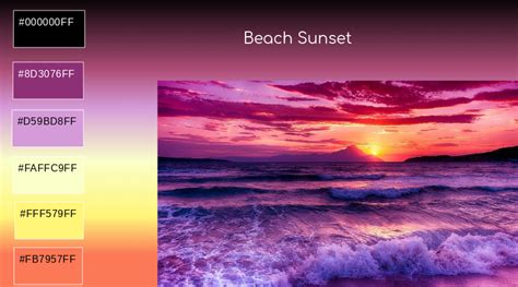 Beach Sunset Color Palette Sunset Color Palette Beach Sunset Sunset Colors