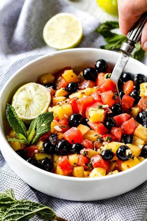 Watermelon Pineapple Summer Salad With Honey Lime Mint Dressing