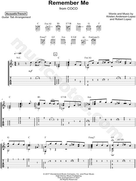Acoustictrench Remember Me Guitar Tab In C Major Download And Print