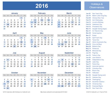 2016 Calendar Templates and Images