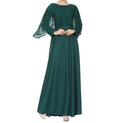 buy women muslim dresses kaftan abaya jilbab long sleeve lace maxi dress at affordable prices