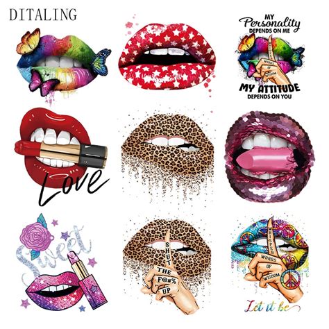Leopard Print Lips Patches For Clothes Heat Transfer Thermal Stickers