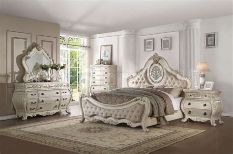 Largest king bedroom sets selection in albany and saratoga. Ragenardus 5 PC Bedroom Set in Antique White by Acme ...