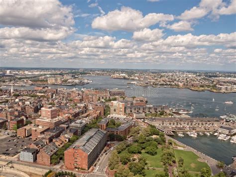 Panoramic Aerial View Of Boston Ma Stock Image Image Of Urban