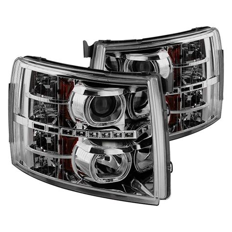 Spyder Chevy Silverado 2008 Chrome Halo Projector Headlights With