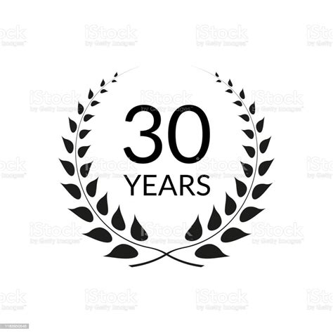 30 Years Anniversary Logo With Laurel Wreath Frame 30th Birthday
