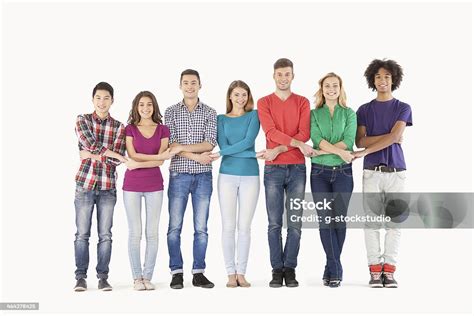 Group Of 7 People Standing Together To Show Strength Stock Photo
