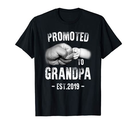 Promoted To Grandpa Est 2019 First New Father Day T Shirt Jznovelty