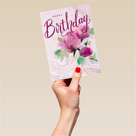 Personalised Classic Illustrated Floral Birthday Card Hallmark