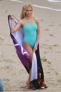 Erin Heatherton Sizzles In Turquoise Swimsuit On The Beach In Malibu