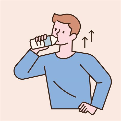 A Man Is Drinking Water From A Water Bottle Flat Design Style Minimal Vector Illustration