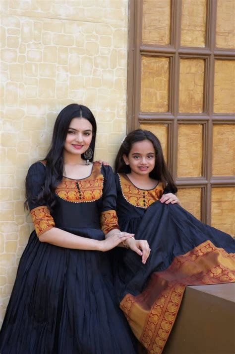 buy black printed mother daughter combo dress online in india etsy