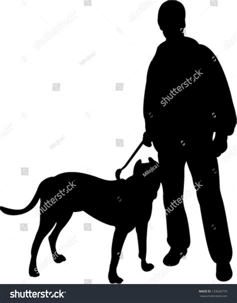 Man Walking Dog Silhouette Vector Stock Vector 133626779 Shutterstock