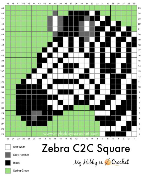 Zebra C2c Square Free Crochet Pattern Graph Wildlife Graphghan