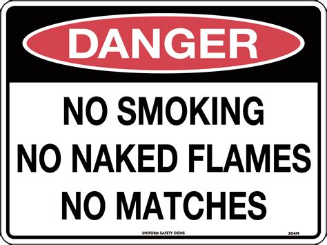 Danger No Smoking No Naked Flames No Matches Danger Signs Uss