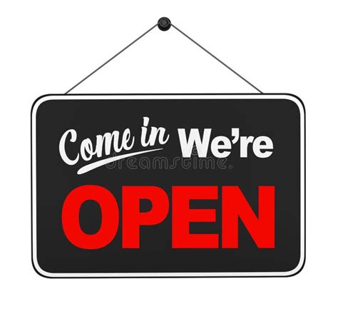 Come In We Re Open Sign Hanging Isolated Stock Illustration