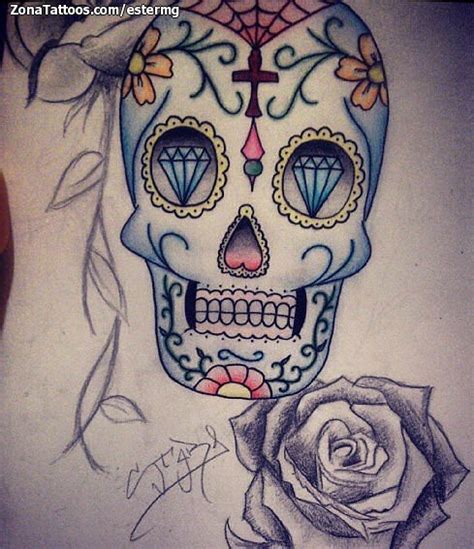 Tattoo Flash Of Sugar Skull Skulls Roses