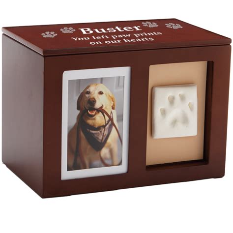 Dog Urn Pet Memorial Wooden Pawprint Memory Box