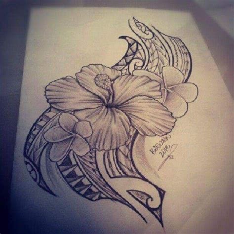 Samoan Tattoo Designs For Women Tattoo Of Flower Hibiscus With Strip Of