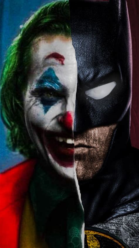 The Joker And Batman Movie Characters Are Split In Half To Show Their