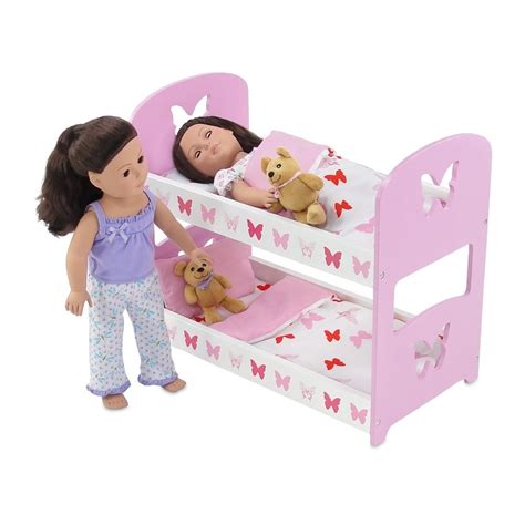 18 inch doll furniture lovely pink and white bunk bed with beautiful butterfly 793631899487 ebay